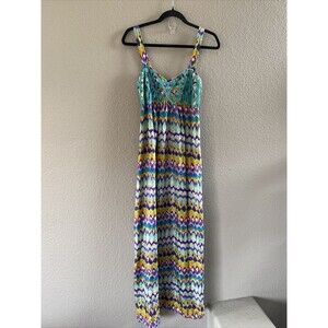 Anthropologie Diane Samandi  Maxi Dress Silk Geometric Aztec Boho Medium